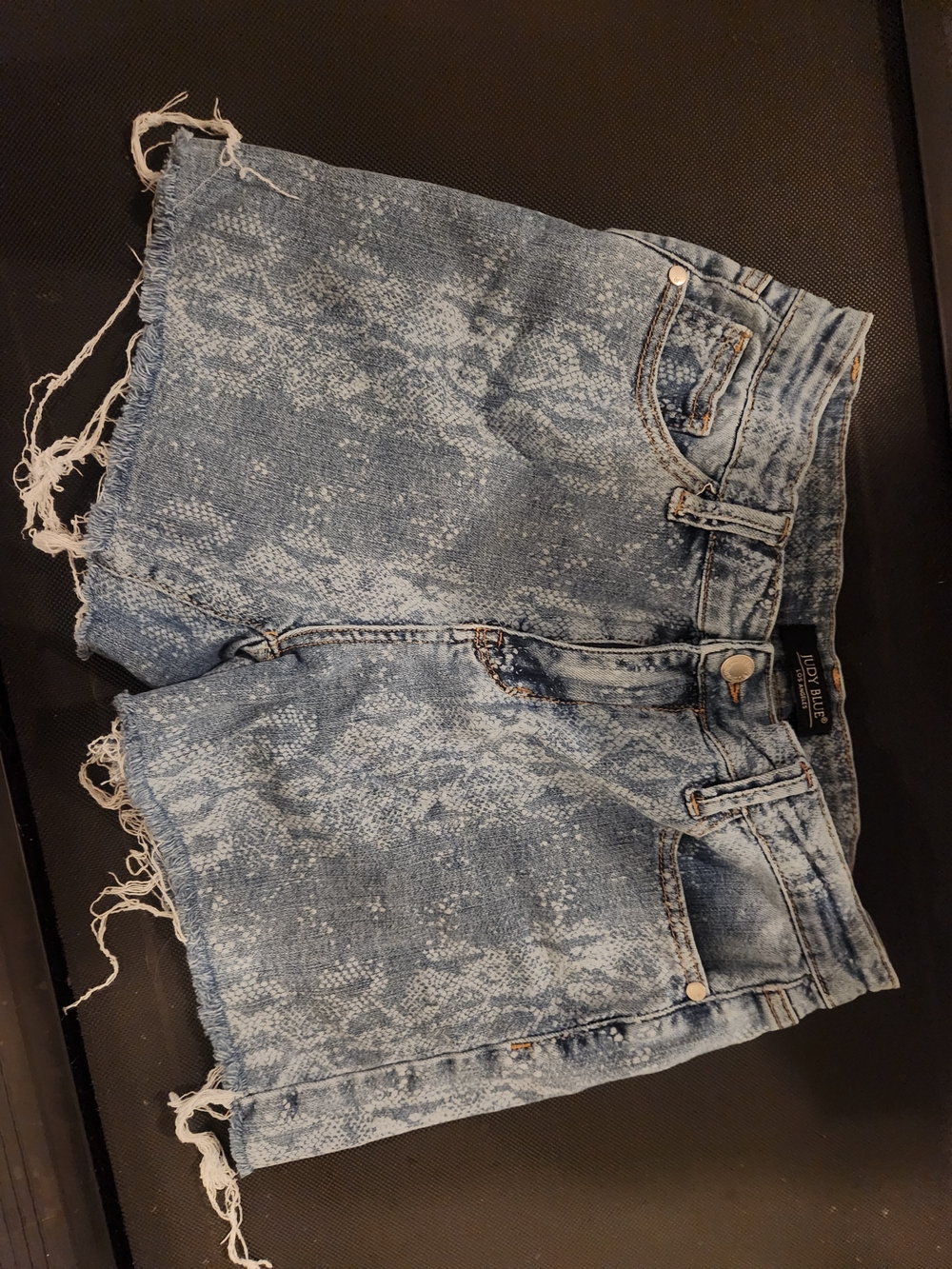 Judy Blue Light Blue Snake-Print Denim Cutoff Shorts